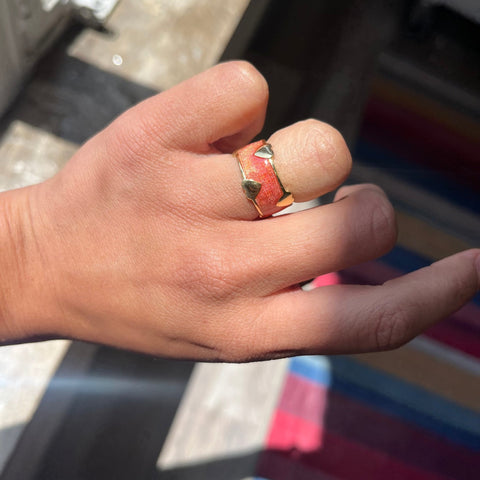 Vintage Schlumberger Heart Enamel Wide Band, by Tiffany & Co.