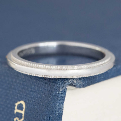 Vintage Slim Platinum Band with Milgrain, by Tiffany & Co.