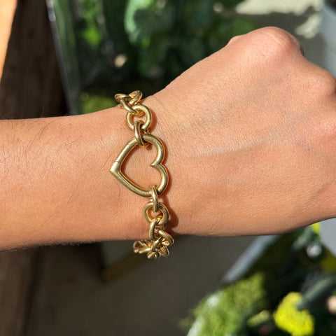 Vintage Tiffany & Co. 18K yellow gold heart lock link bracelet – alternate view 2