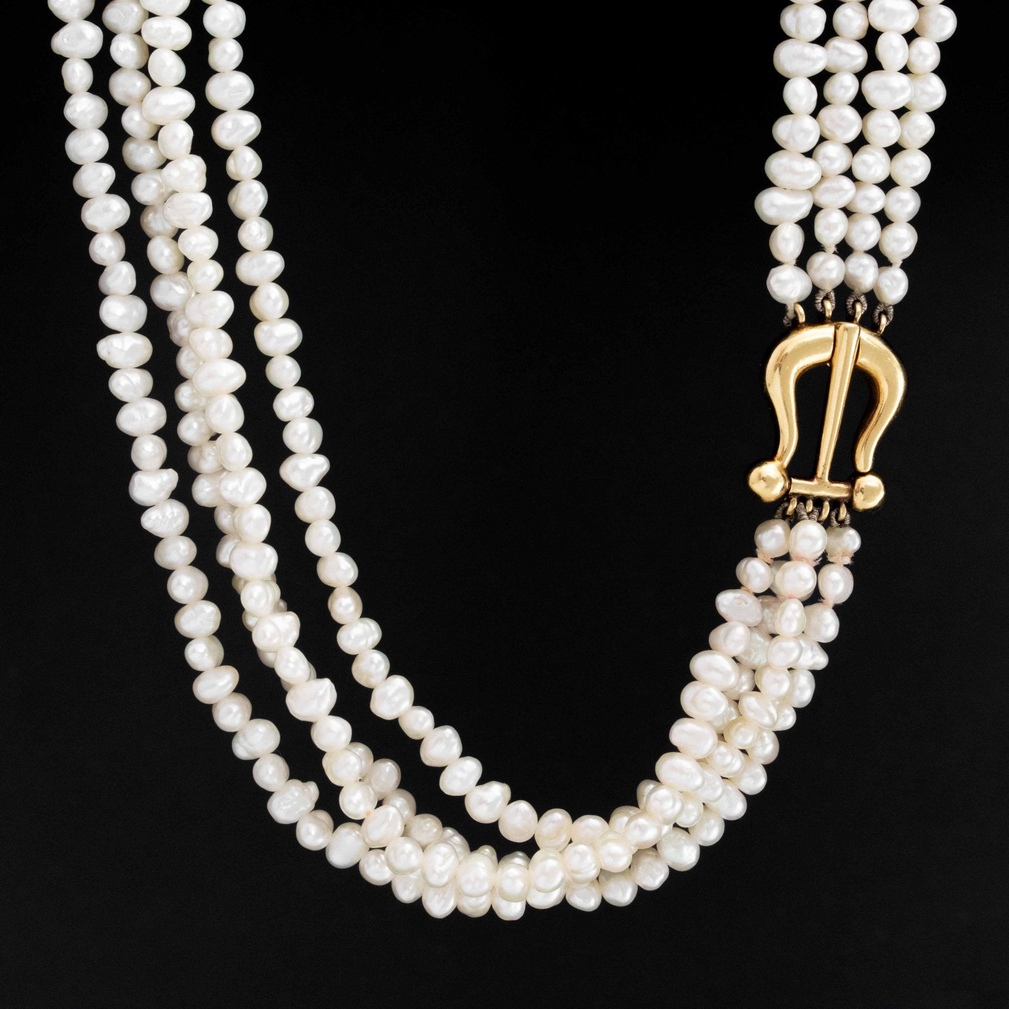 Antique Multi Strand Pearl Necklace Indian Vintage Triple Strand
