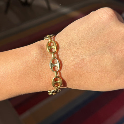 Vintage Two-Tone Mariner Link Bracelet, by Uno A Erre