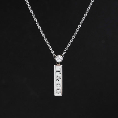 Vintage White Gold Bar Pendant by Tiffany & Co.