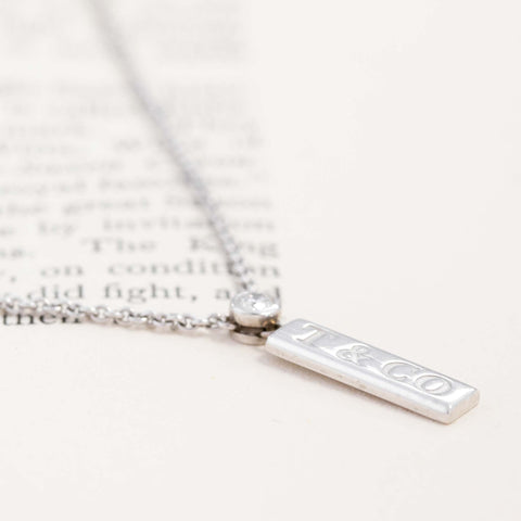 Vintage White Gold Bar Pendant by Tiffany & Co.