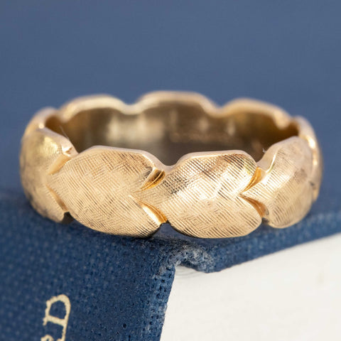 Vintage Wide Etched Leaf Motif Band, by Tiffany & Co.