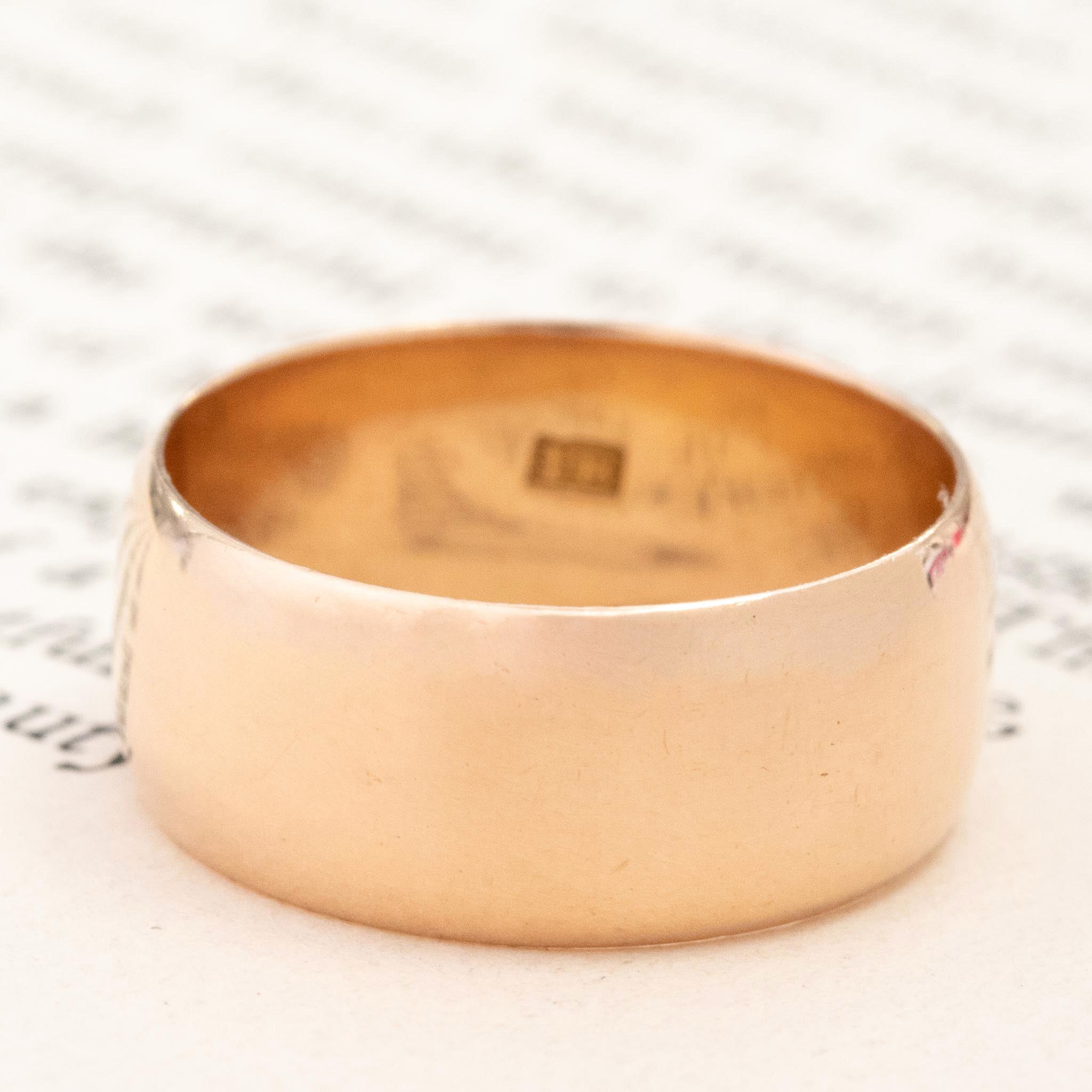 18kt rose gold vintage wide wedding band