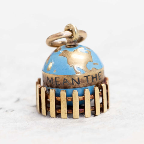 Vintage "You Mean The World to Me" Globe Charm