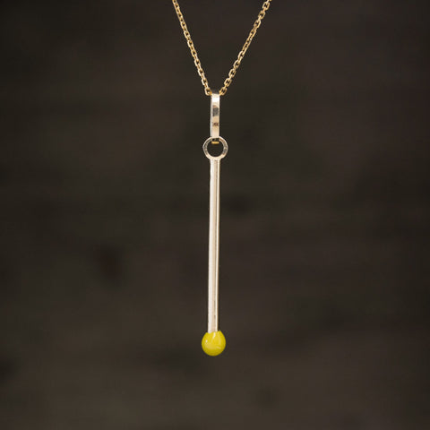 Yellow Enamel Matchstick Pendant/Charm