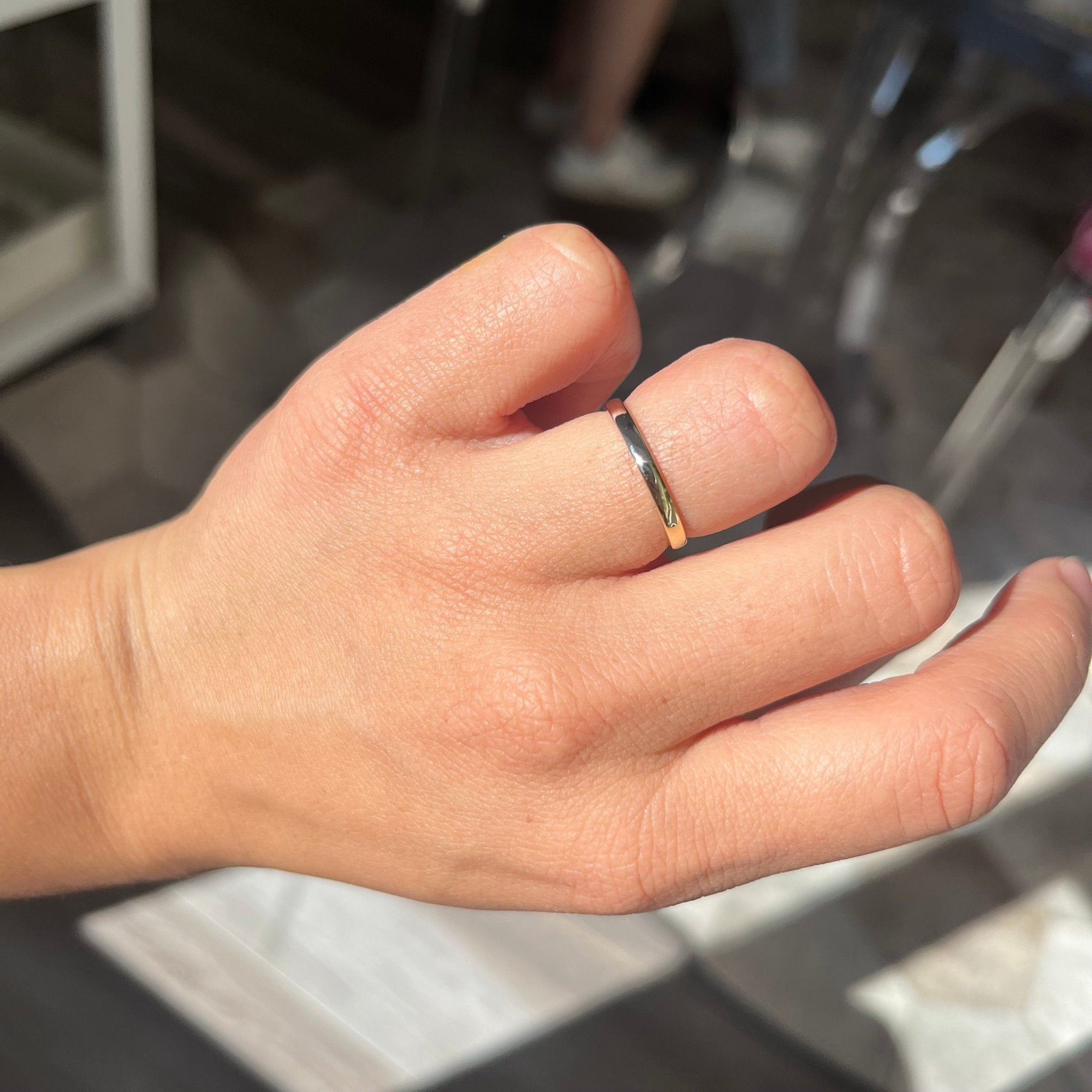 yin yang two tone gold wedding band