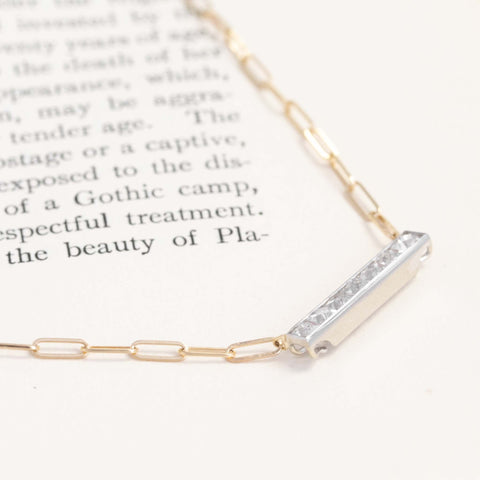 1.20ctw French Cut Diamond Bezel Bar Pendant