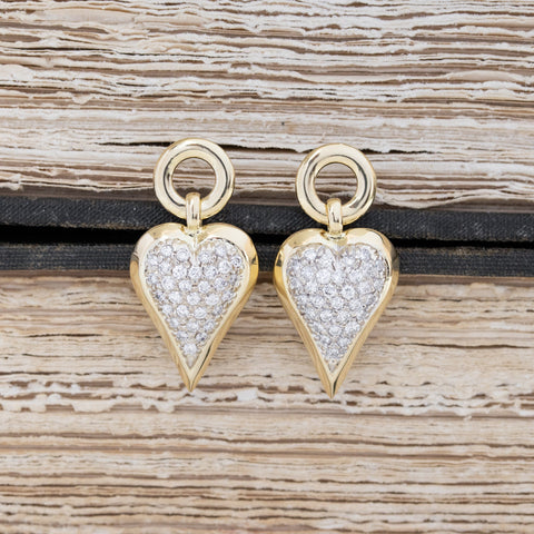 1.50ctw Vintage Diamond Pave Heart Earrings