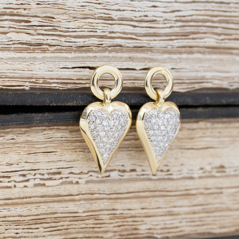 1.50ctw Vintage Diamond Pave Heart Earrings