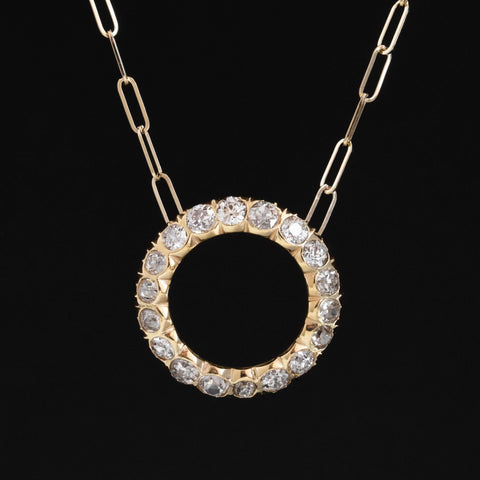 1.67ctw Old Mine Cut Diamond Circle Pendant