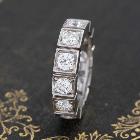 3.00ctw Vintage Round Cut Diamond Block Style Eternity Band