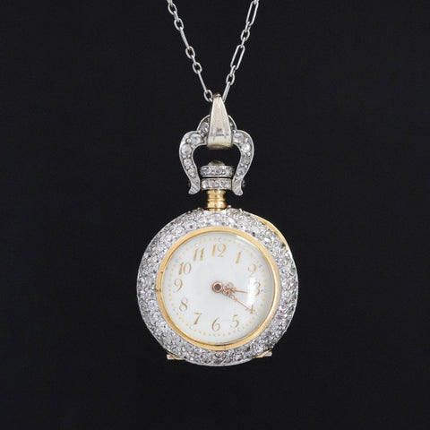 7.54ctw Edwardian Diamond Pendant Watch