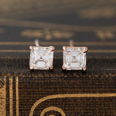 .78ctw Asscher Cut Diamond Martini Stud Earrings