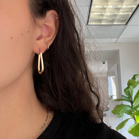 Vintage Twisted Elongated Hoop Earrings