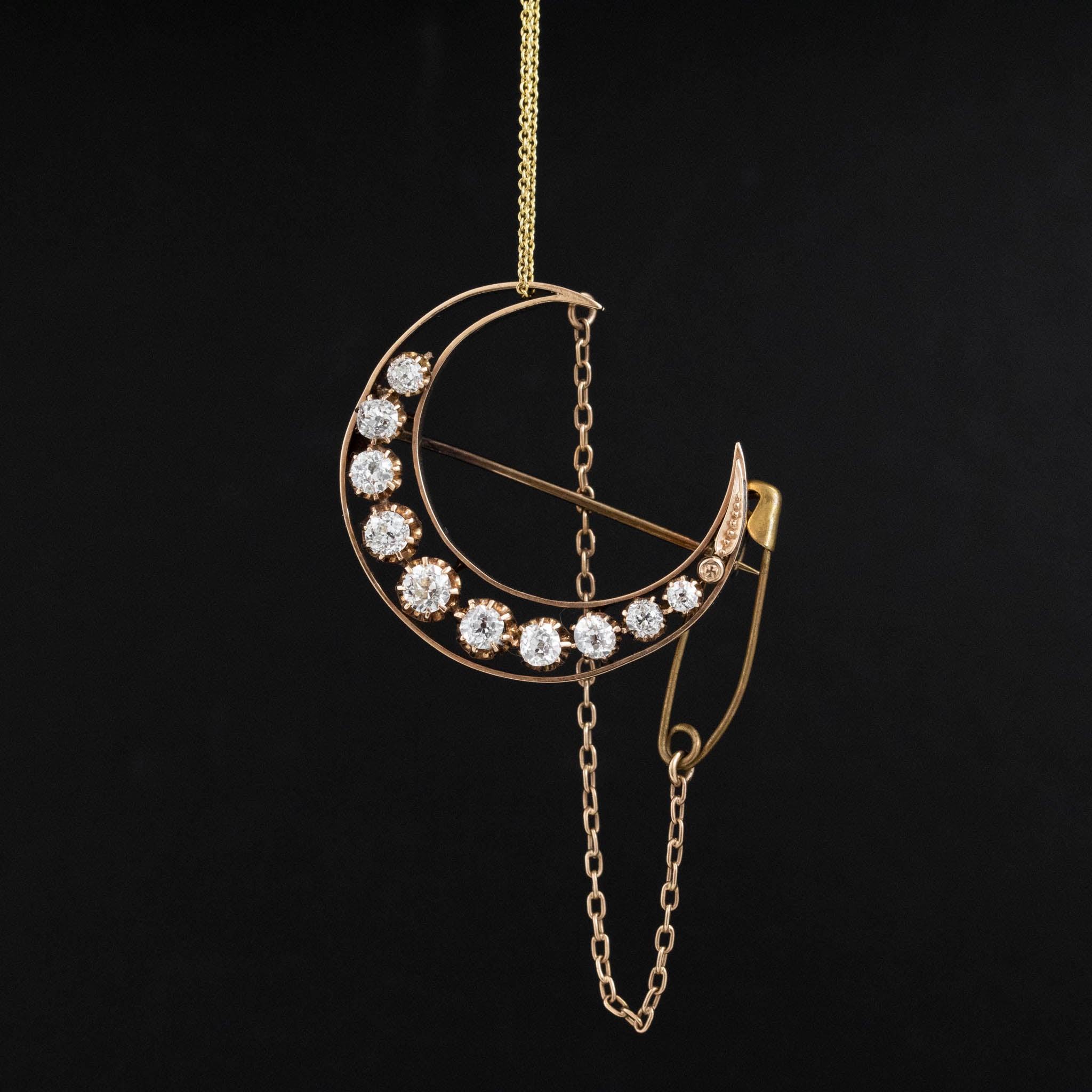 1.35ctw Victorian Diamond Crescent Moon Brooch – Jewels by Grace