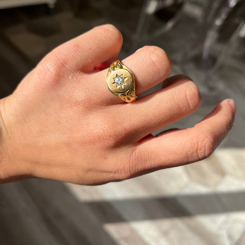 Antique Diamond Signet Ring, English