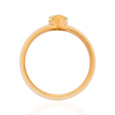 1.01ct GIA fancy yellow marquise cut diamond in a wide 22K gold cigar band ring – alternate view 5