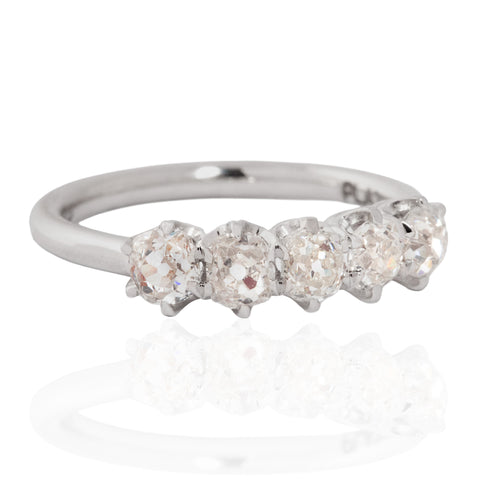 1.05ctw Old Mine Cut Diamond 5-Stone Band