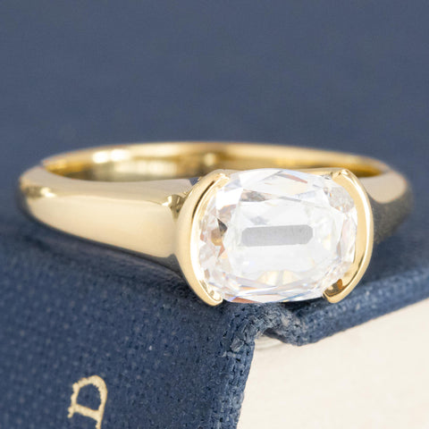 1.50ct Cushion Cut Diamond Half-Bezel Solitaire