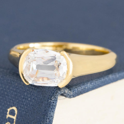 1.50ct Cushion Cut Diamond Half-Bezel Solitaire