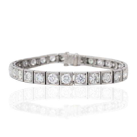 10.00ctw Vintage Round Cut Diamond Block Bracelet