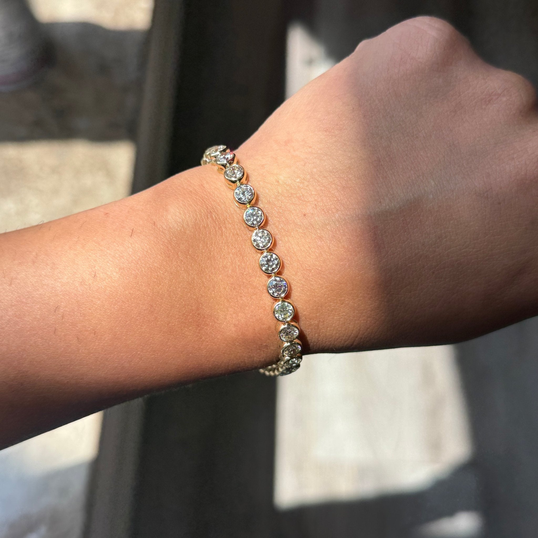 10.01ctw Old European Cut Diamond Bezel Tennis Bracelet