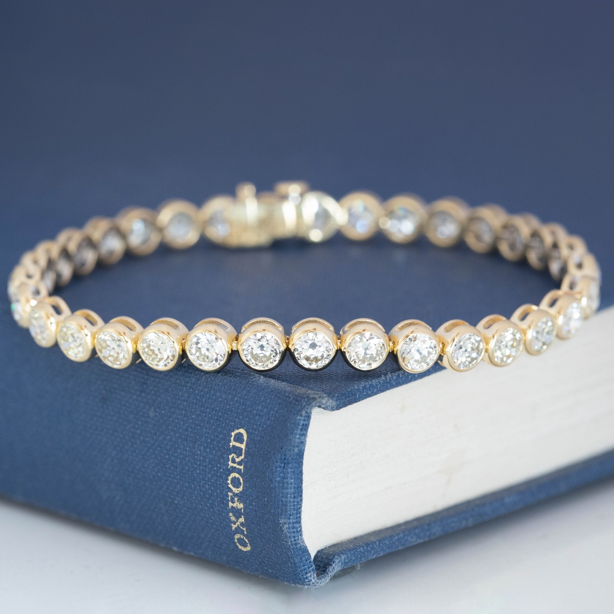 10.01ctw Old European Cut Diamond Bezel Tennis Bracelet