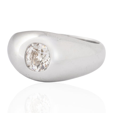 1.00ct Old Mine Cut Diamond Dome Ring, French