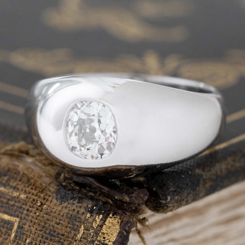 1.00ct Old Mine Cut Diamond Dome Ring, GIA F SI1, French