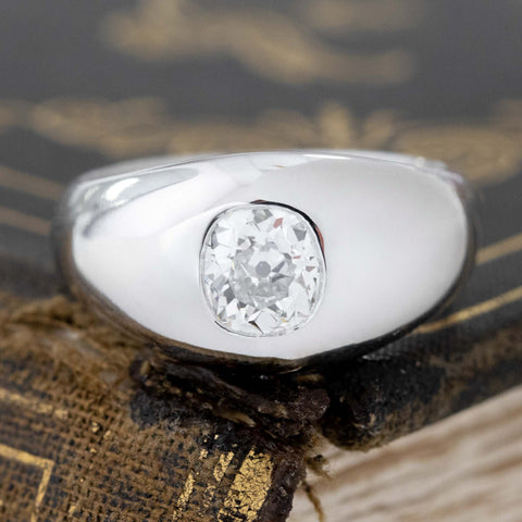 1.00ct Old Mine Cut Diamond Dome Ring, GIA F SI1, French