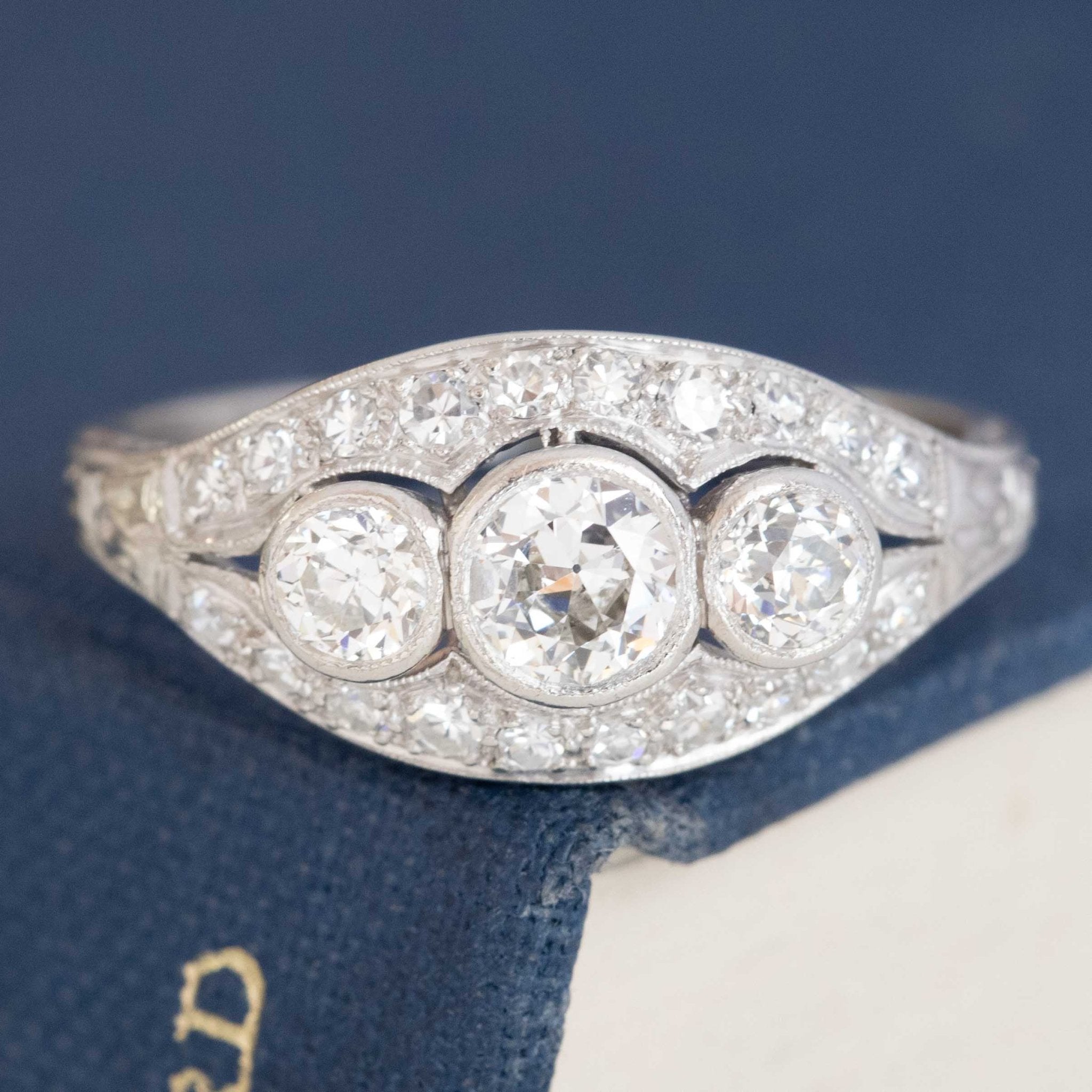 1.00ctw Antique Old European Cut Diamond 3-Stone Ring