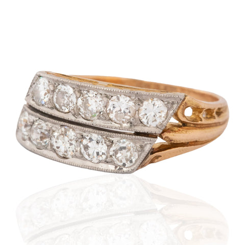 1.00ctw Antique Old European Cut Diamond Double Row Ring