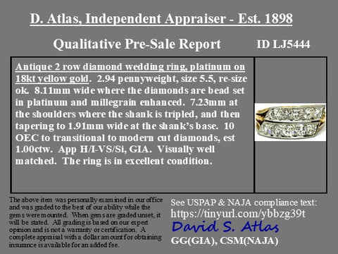 1.00ctw Antique Old European Cut Diamond Double Row Ring