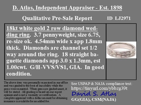 1.00ctw Baguette Cut Diamond Double Row Band