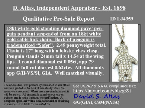 1.00ctw Diamond Penguin Charm Pendant