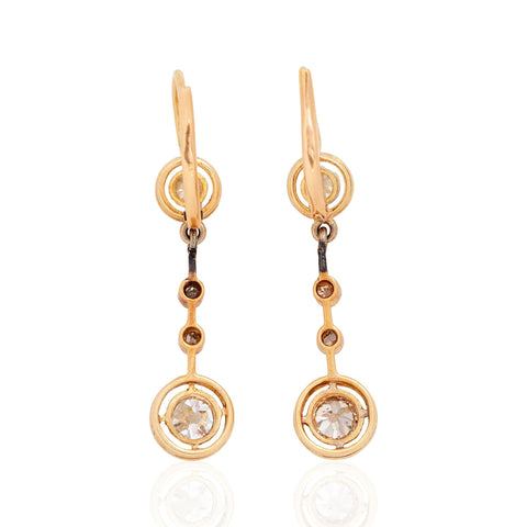 1.00ctw Edwardian Old European Cut Diamond Drop Earrings