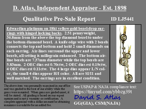 1.00ctw Edwardian Old European Cut Diamond Drop Earrings