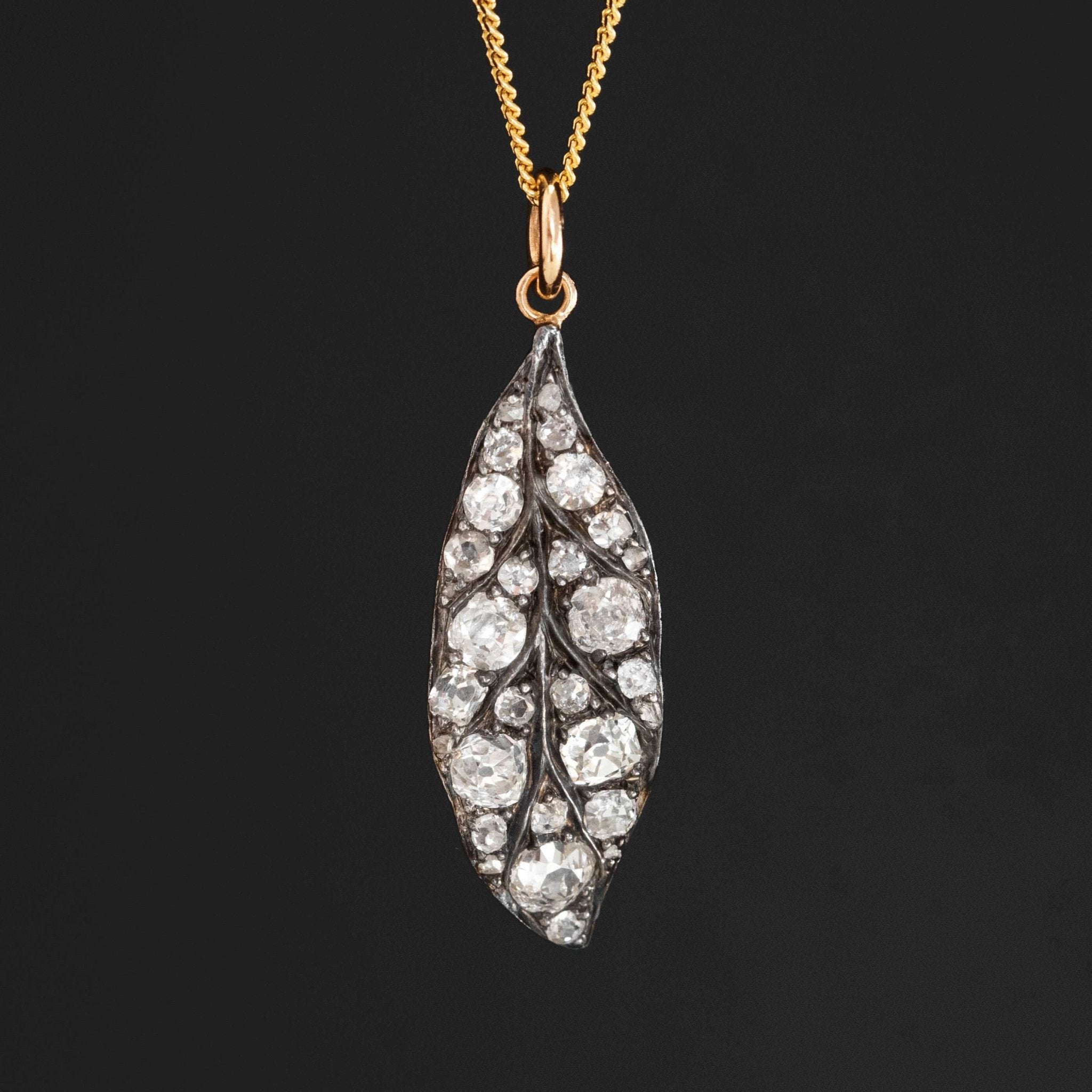 1.00ctw (est) Old Cut Diamond Leaf Component Pendant