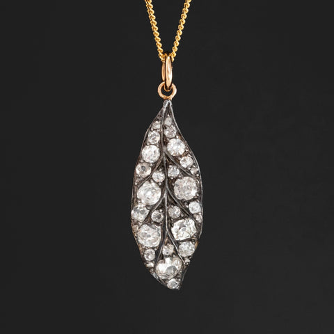 .86ctw Old Cut Diamond Leaf Component Pendant