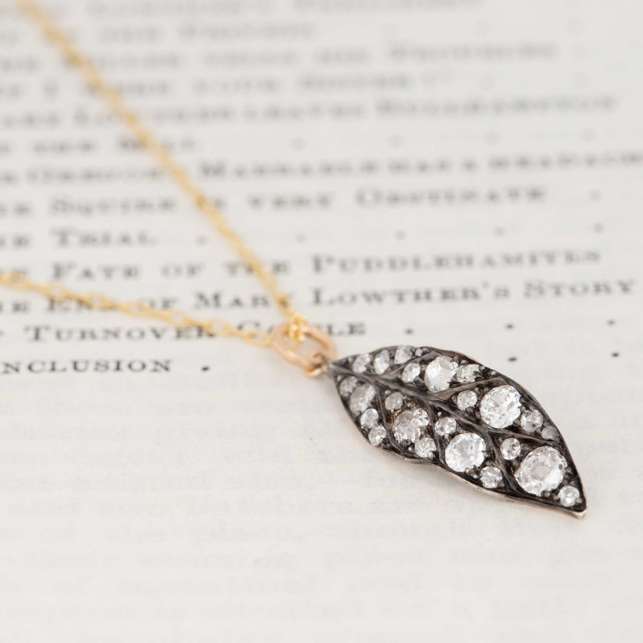 1.00ctw (est) Old Cut Diamond Leaf Component Pendant