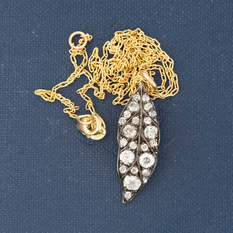 .81ctw Old Cut Diamond Leaf Component Pendant