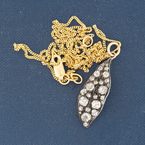 .86ctw Old Cut Diamond Leaf Component Pendant