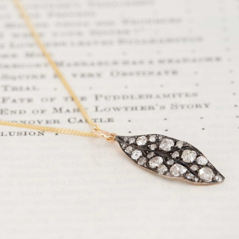.86ctw Old Cut Diamond Leaf Component Pendant
