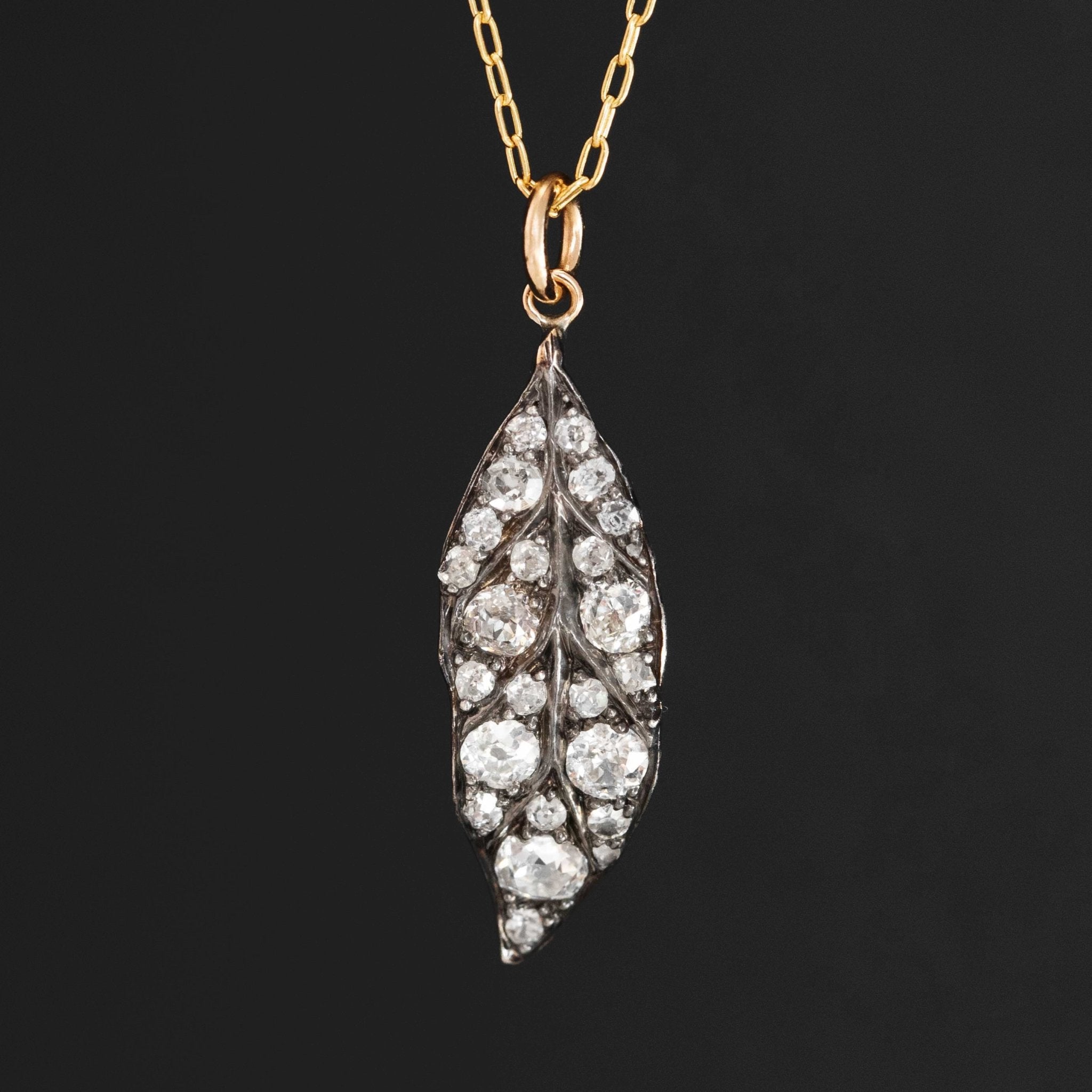 1.00ctw (est) Old Cut Diamond Leaf Component Pendant