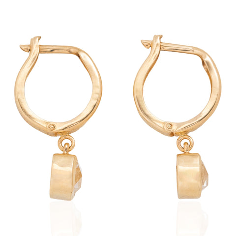 1.00ctw French Cut Diamond Bezel Drop Hoop Earrings