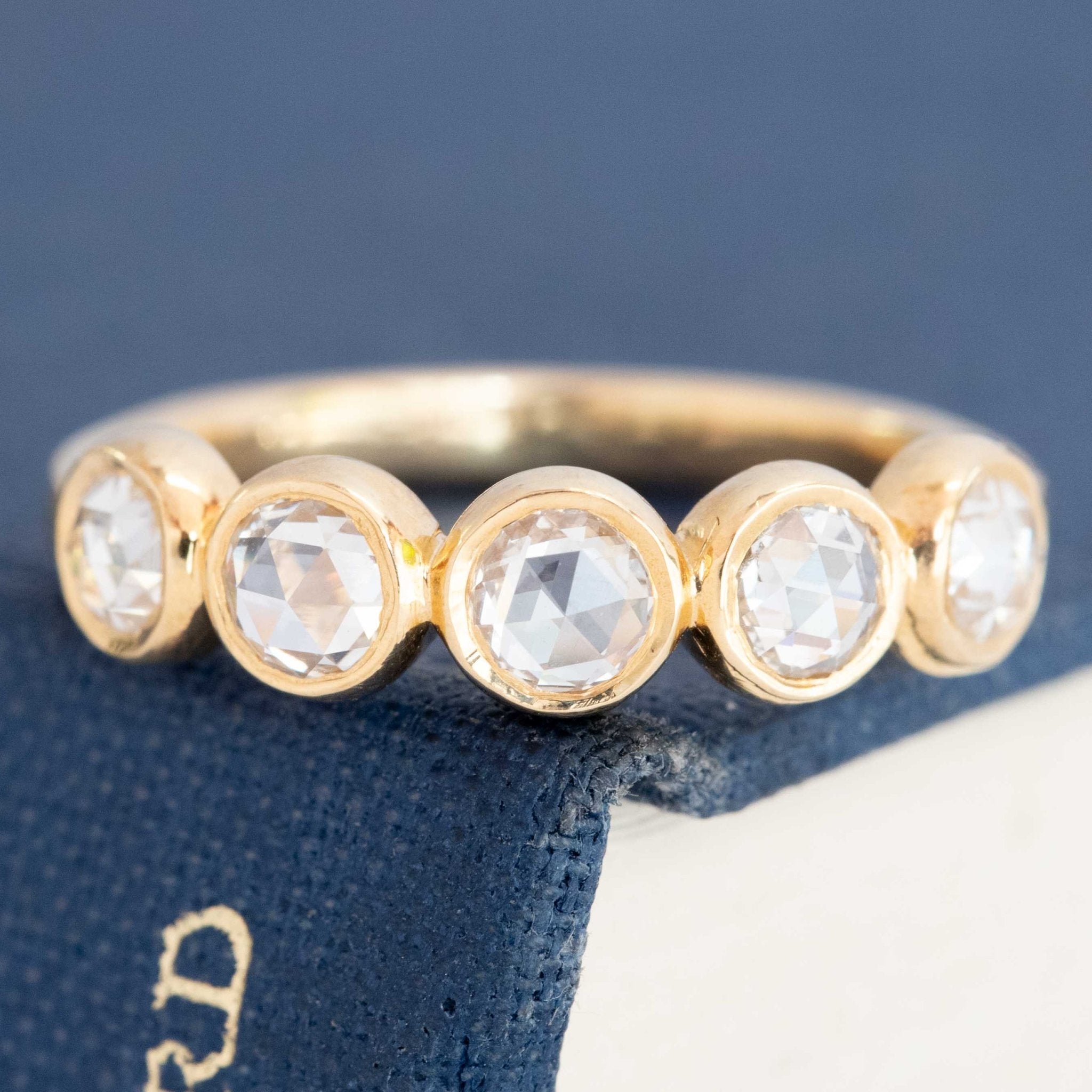 1.00ctw Rose Cut Diamond 5-Stone Bezel Band