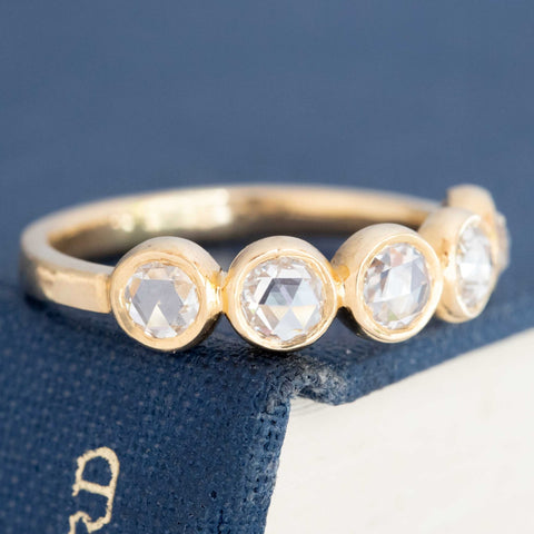 1.00ctw Rose Cut Diamond 5-Stone Bezel Band