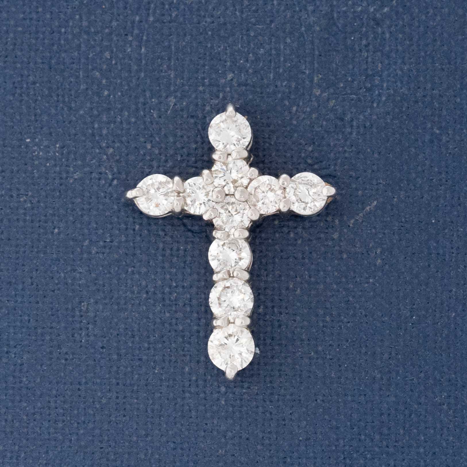 1.00ctw Round Brilliant Cut Diamond Cross Charm